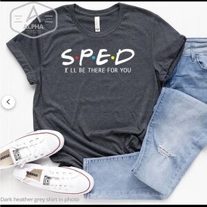 Special Education Dark Heather Gray shirt, Size medium. NWOT & Stickers